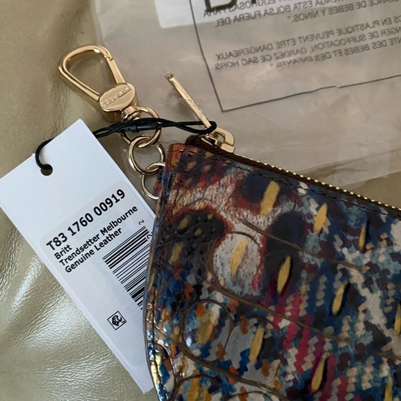 NWT Brahmin Clip On Coin Wallet Britt Trendsetter Leather Bag Charm Plaid - Picture 4 of 9